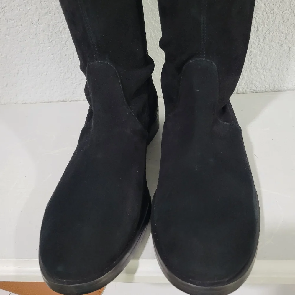 Stuart Weitzman Jocey Stretch Suede OTK Boots Black Size 8 US S0741 New!